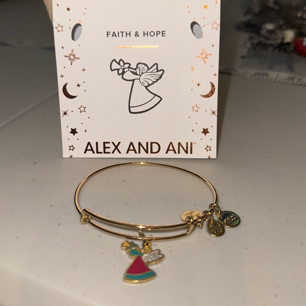 Alex and Ani Angel Goldtone Charm Bracelet